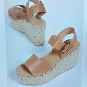 Tan Espadrille Wedge Sandals